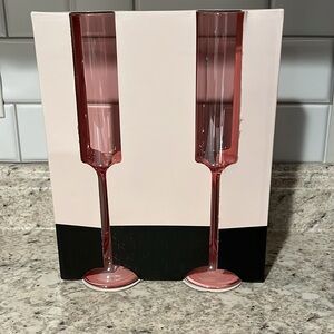🆕🥂 Rachel Zoe Pink Tinted Champagne Glasses 5.7 Oz each Set of 2